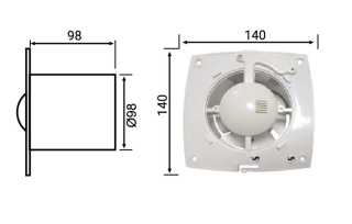 Вентилятор BETTOSERB с обрат. клапаном, под плитку, цвет белый (110150)