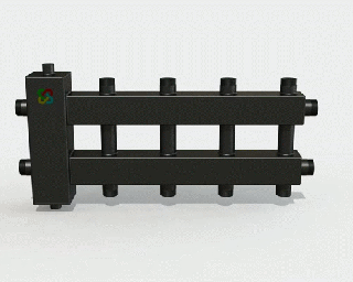 Коллектор с гидрострелкой "звездочка" STK-5S (1 1/4"/1", 5 контура, 80кВт) (спец. изделие)